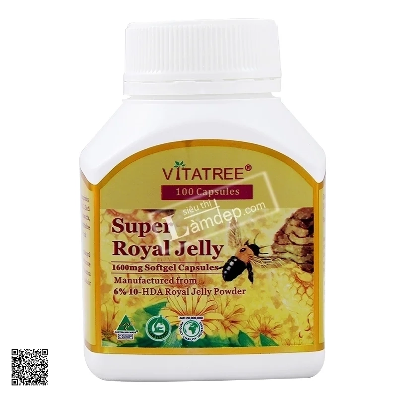 Sữa Ong Chúa Vitatree Super Royal Jelly (1600mg x 100 Viên)