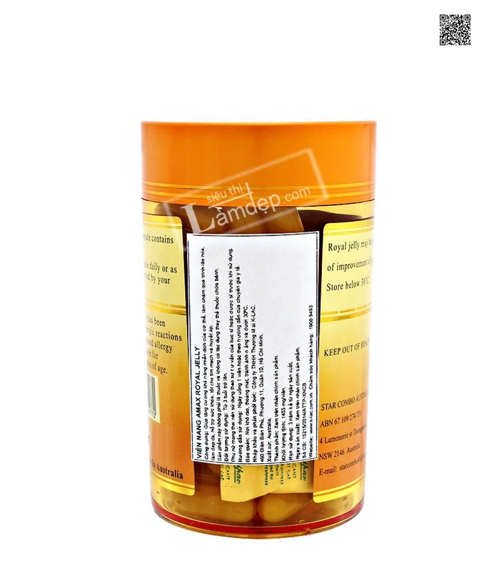 Sữa Ong Chúa Úc Amax Royal Jelly 1000mg x 100 viên Sữa Ong Chúa Úc Amax Royal Jelly 1000mg x 100 viên