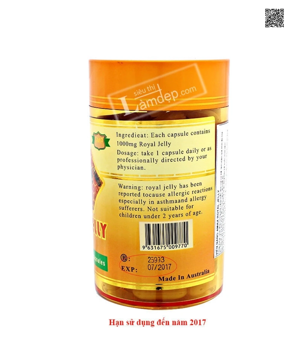 Sữa Ong Chúa Úc Amax Royal Jelly 1000mg x 100 viên Sữa Ong Chúa Úc Amax Royal Jelly 1000mg x 100 viên