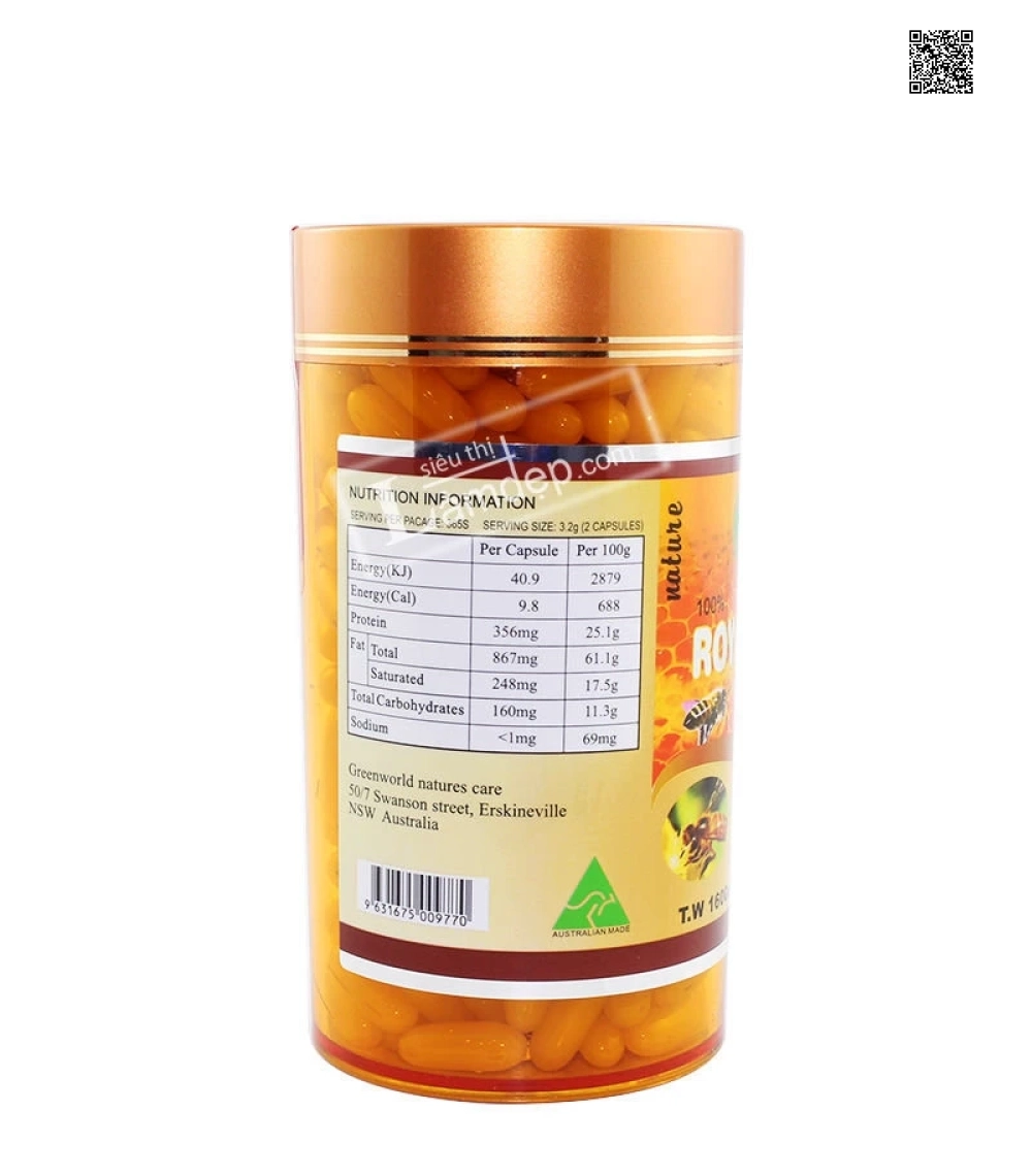 Sữa Ong Chúa Úc Nature Royal Jelly Costar (1600mg x 365 viên)