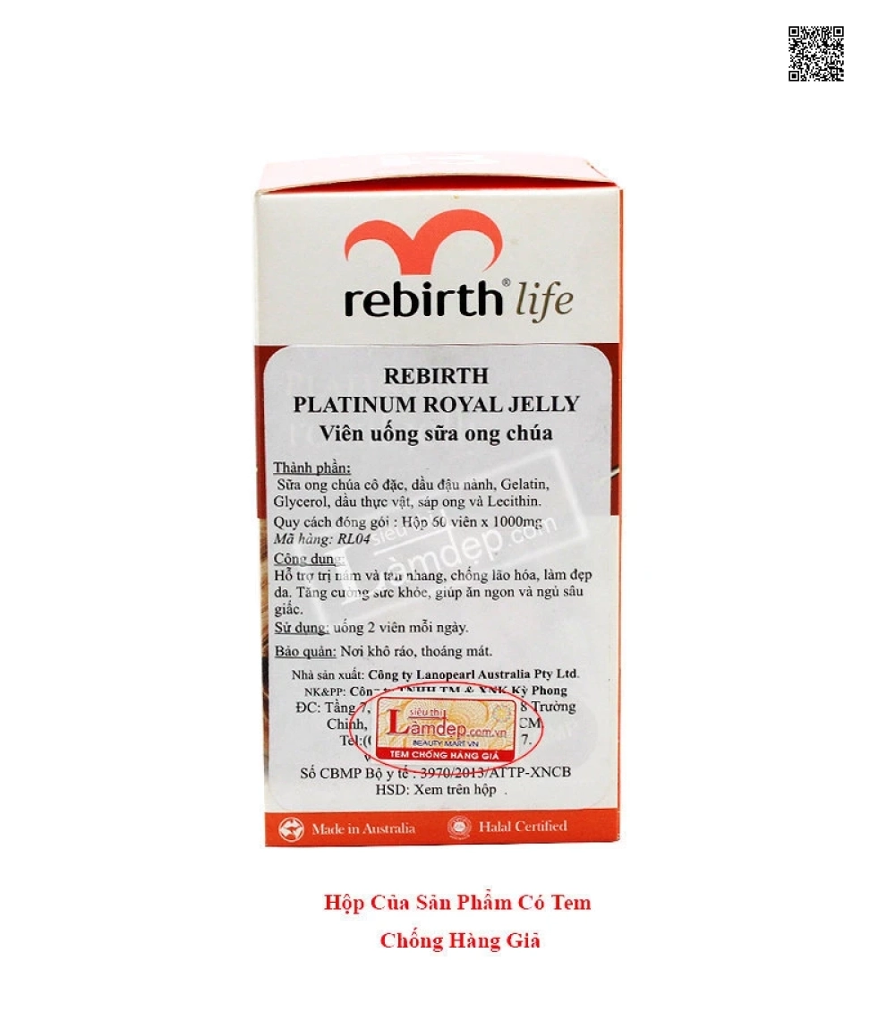 Sữa Ong Chúa Rebirth Platinum Royal Jelly 1000mg