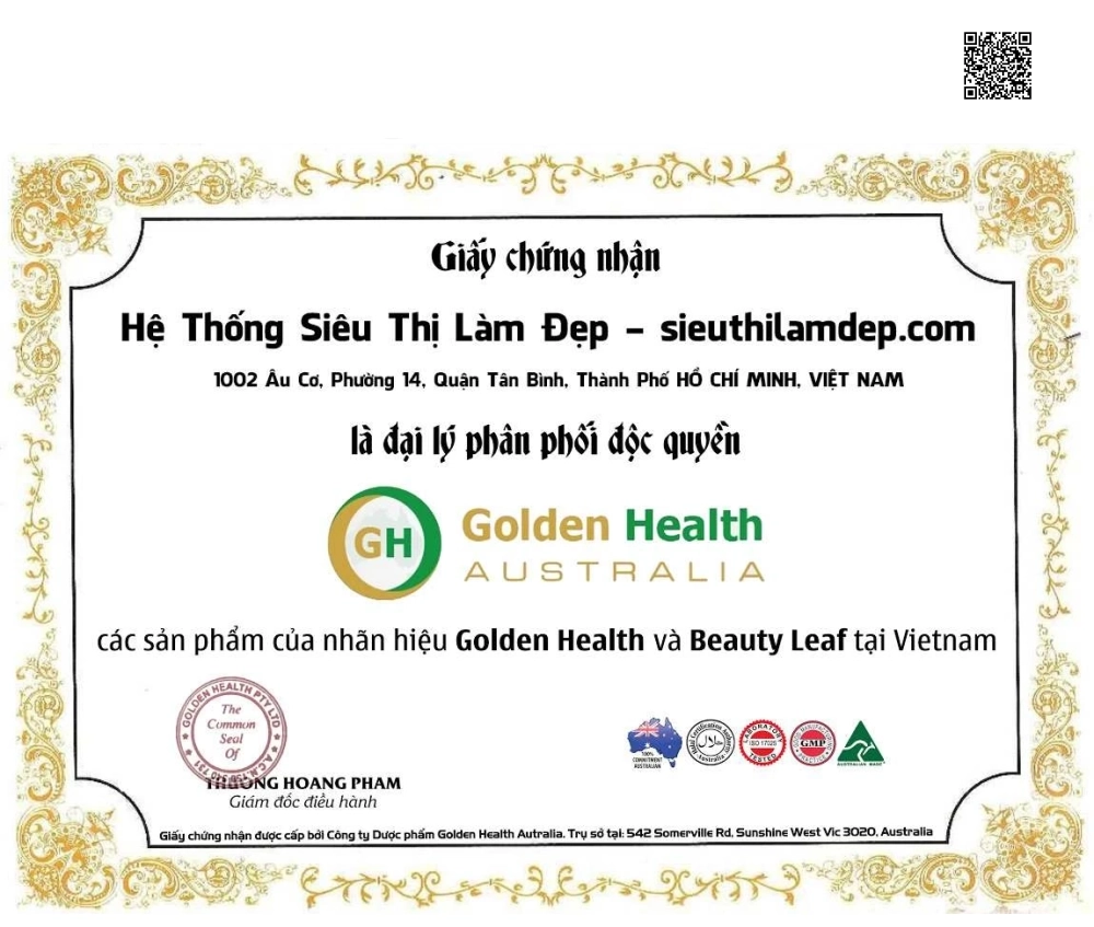 Giấy chứng nhận nhà phân phối golden health
