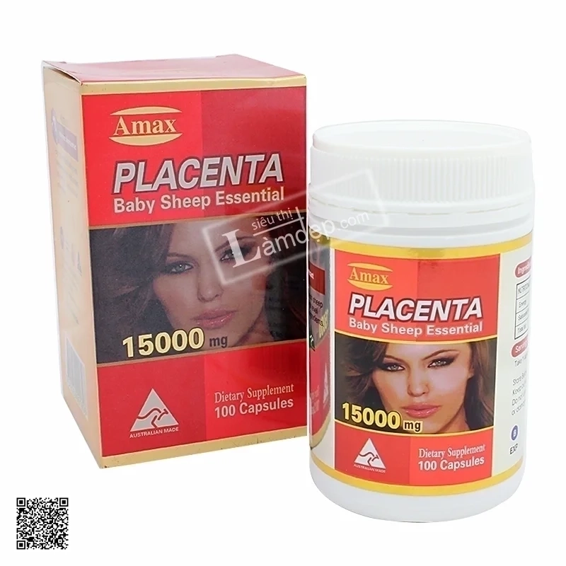 Nhau Thai Cừu Amax Placenta Baby Sheep Essential (15.000mg x 100 Viên)