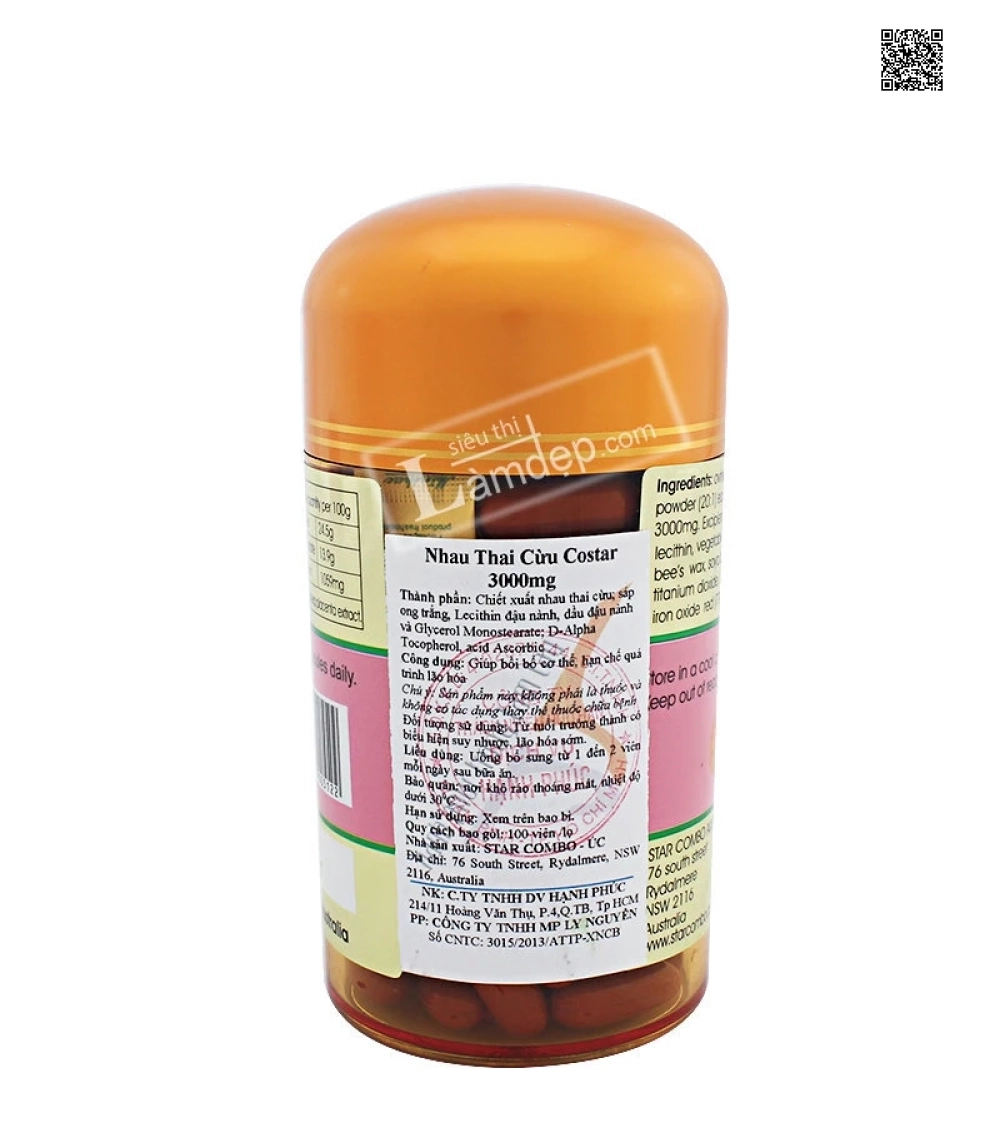 Nhau Thai Cừu Costar (3000mg x 100 Viên)