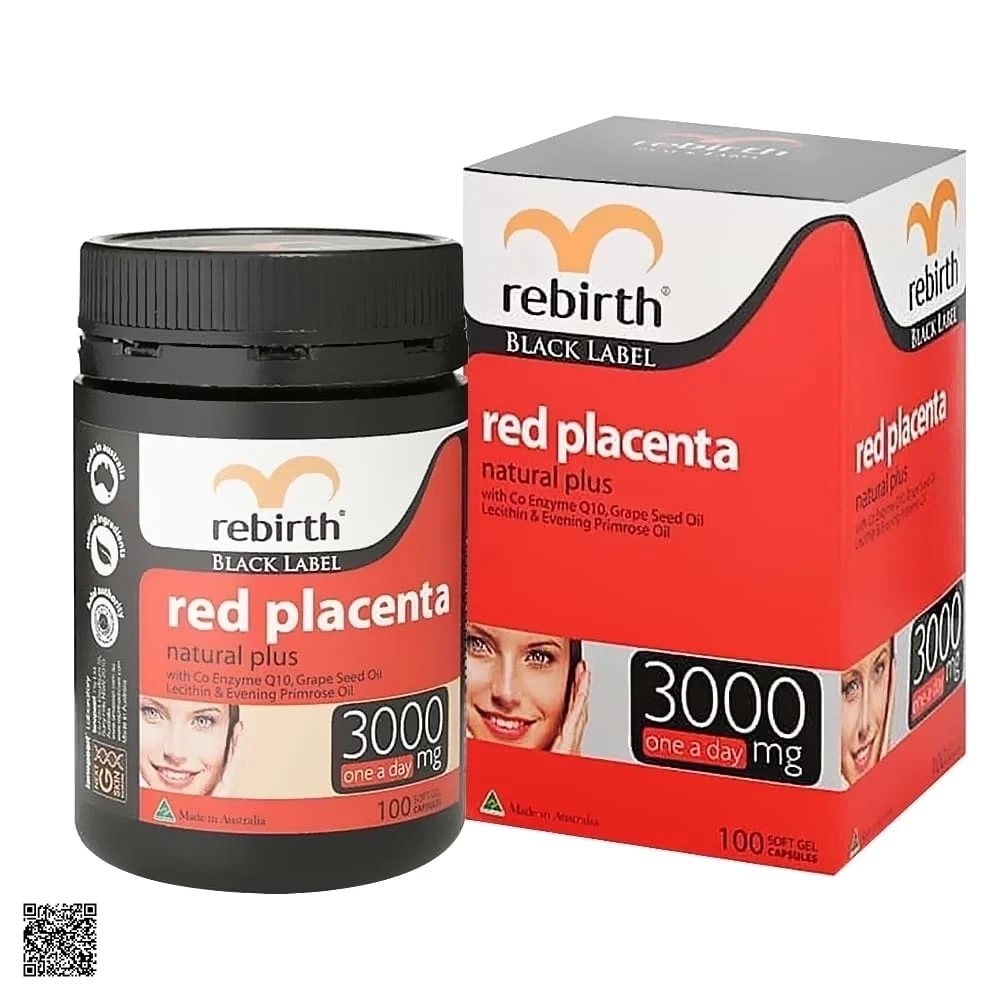 Rebirth Black Label Red Placenta Natural Plus 3000mg - Nhau Thai Cừu Đỏ