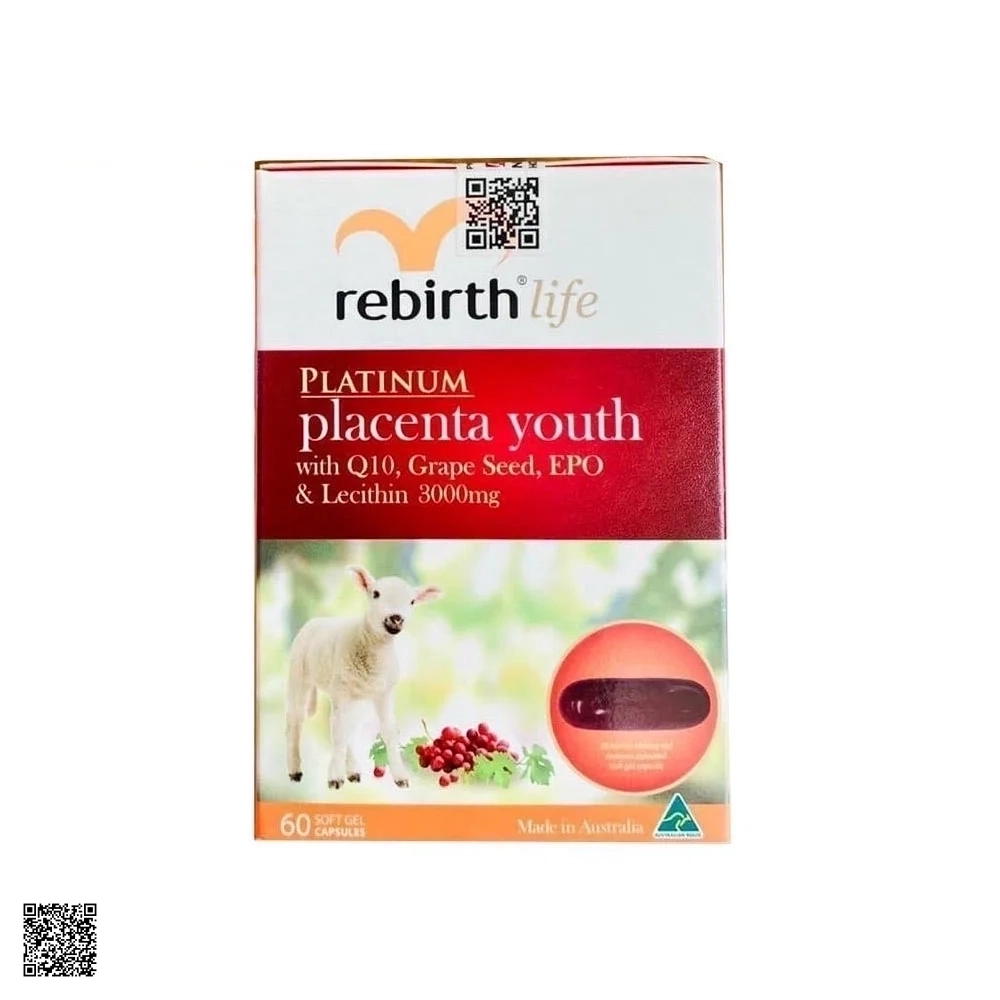 Rebirth Platinum Placenta Youth 3000mg Viên Uống Nhau Thai Cừu (60 Viên)