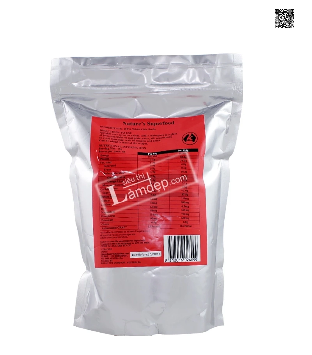 Hạt Chia Trắng Nature Superfood Cao Cấp Dạng Bịch 1Kg
