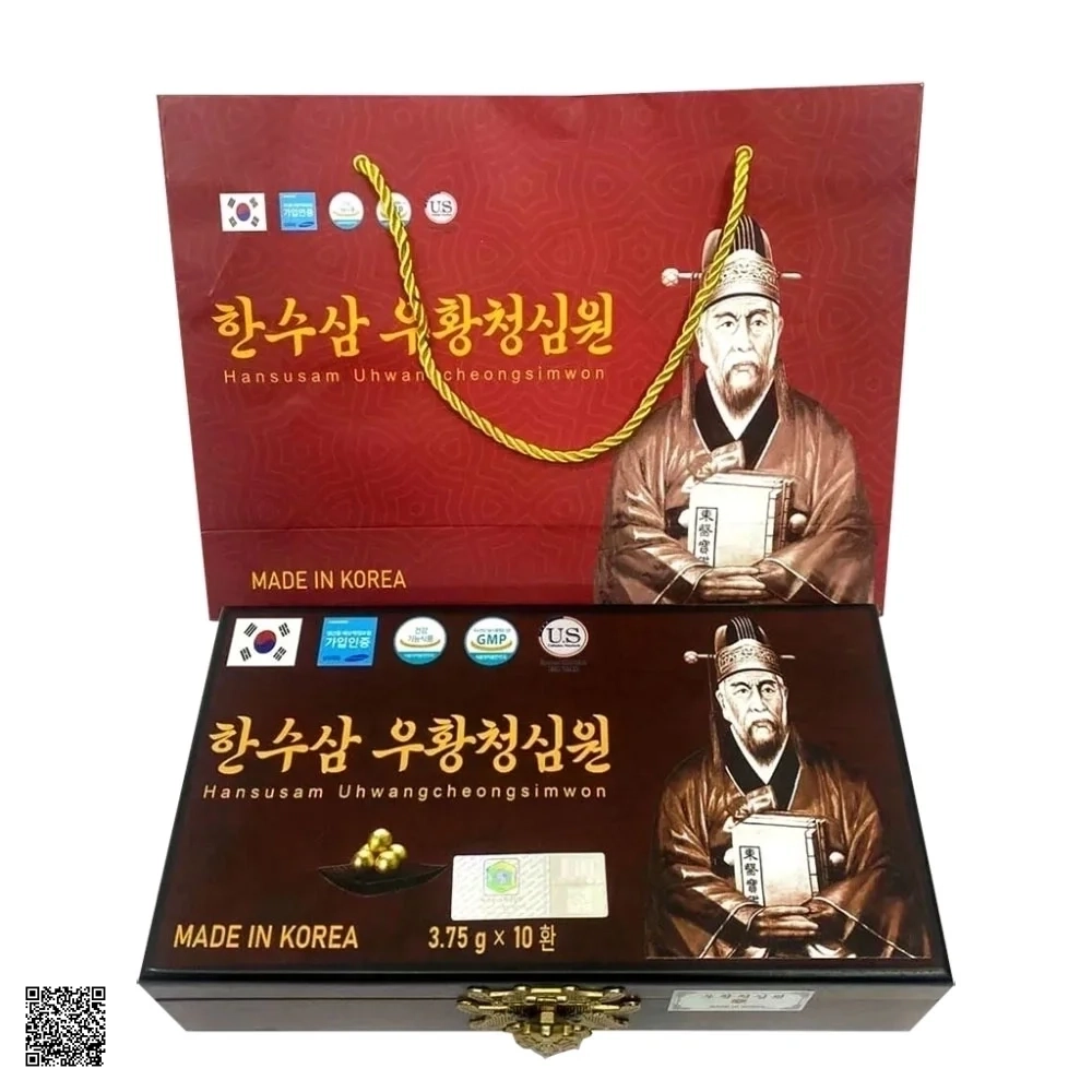 An Cung Ngưu Hoàng Hoàn Hansusam Uhwangcheongsimwon Hộp Gỗ 10 Viên