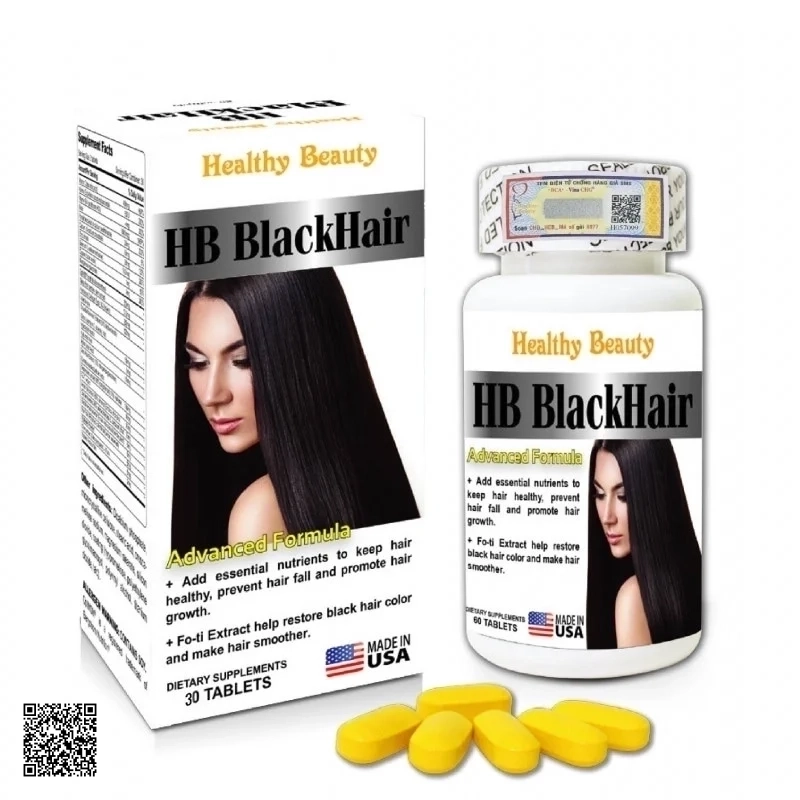 Viên Uống Chống Bạc Tóc, Rụng Tóc HB Black Hair Từ Healthy Beauty 30 Viên