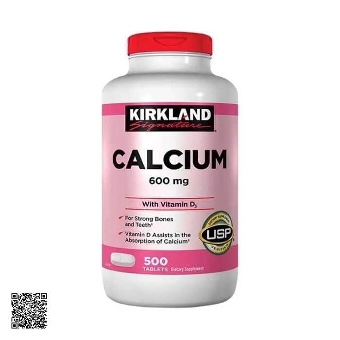 Kirkland Signature Calcium 600mg + D3 - Viên Uống Bổ Sung Canxi (500 Viên)