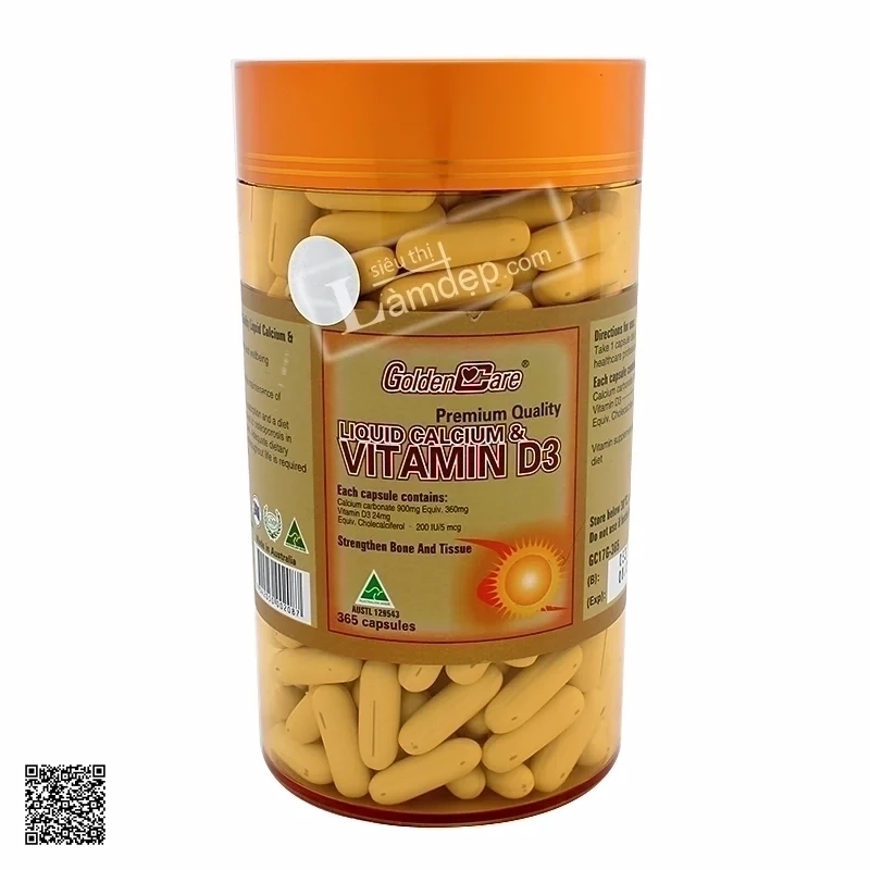Viên Uống Bổ Sung Canxi Và Vitamin D3 Golden Care Liquid Calcium Vitamin D3 365 Viên