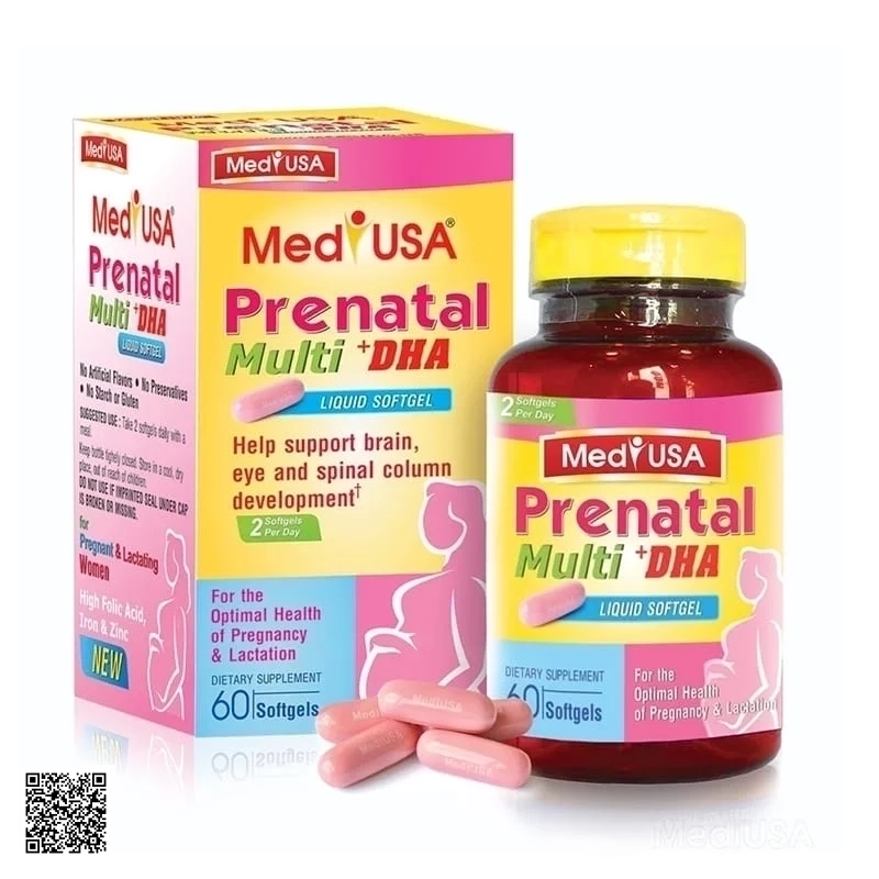 Viên Uống Vitamin Tổng Hợp Cho Bà Bầu MediUSA Prenatal Multi +DHA