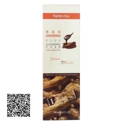 Sửa Rửa Mặt Chống Lão Hóa Da Chiết Xuất Nhân Sâm FarmStay Pure Cleansing Foarm Red Ginseng (180ml)