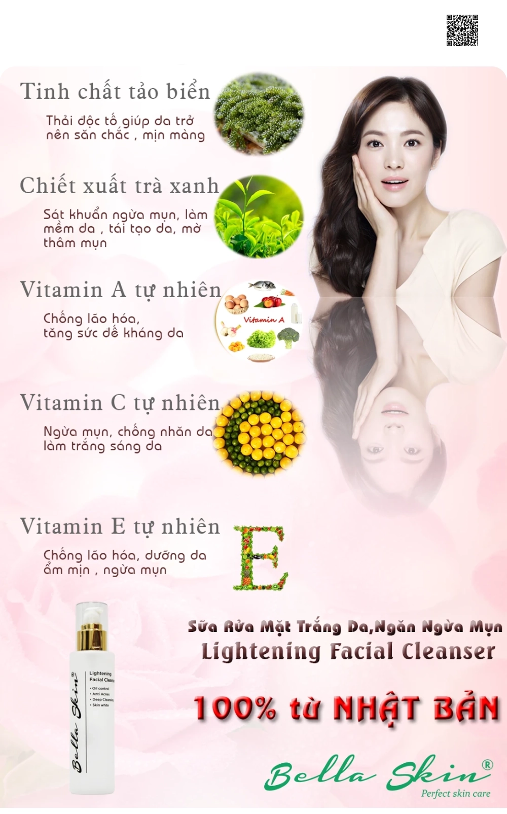 Sữa Rửa Mặt Trắng Da, Ngăn Ngừa Mụn Lightening Facial Cleanser Bella Skin