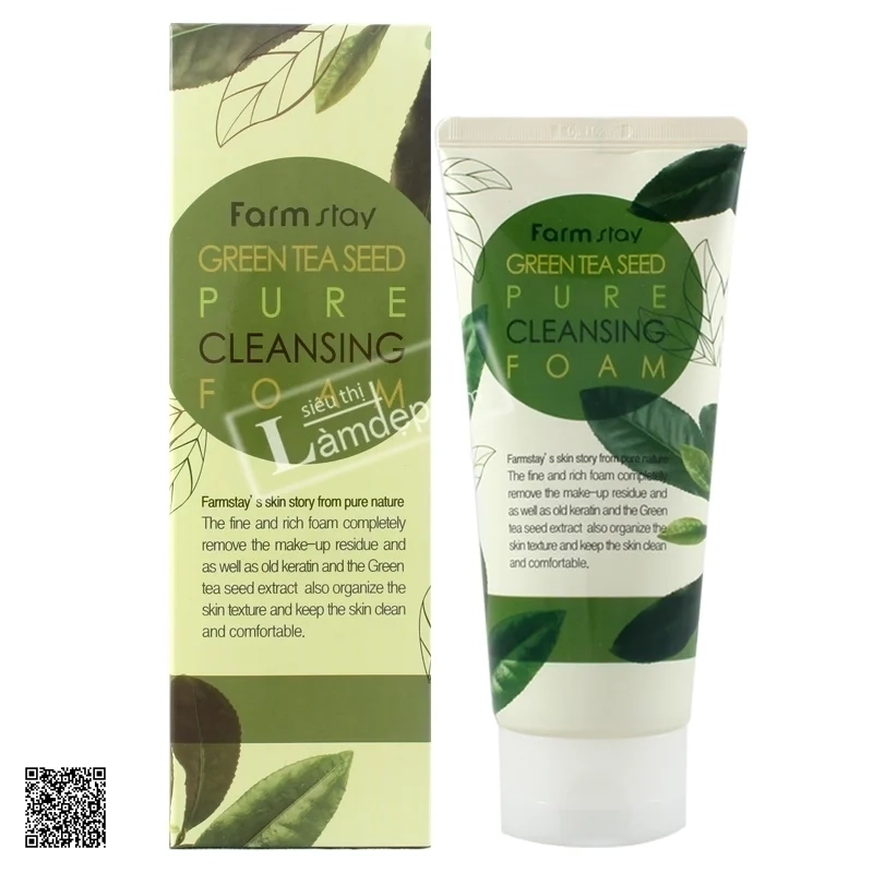 Sữa Rửa Mặt Mềm Mịn Da Chiết Xuất Trà Xanh FarmStay Pure Cleansing Foam - Green Tea Seed