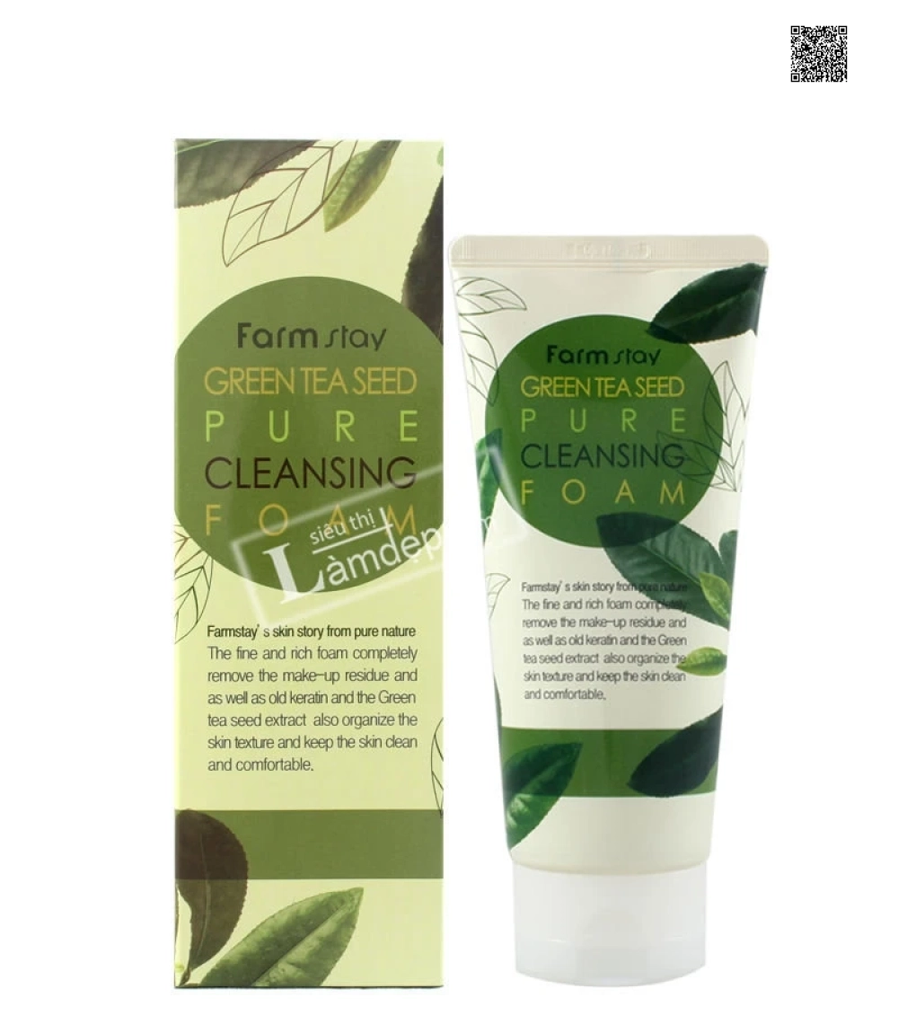 Sữa Rửa Mặt Mềm Mịn Da Chiết Xuất Trà Xanh FarmStay Pure Cleansing Foam - Green Tea Seed