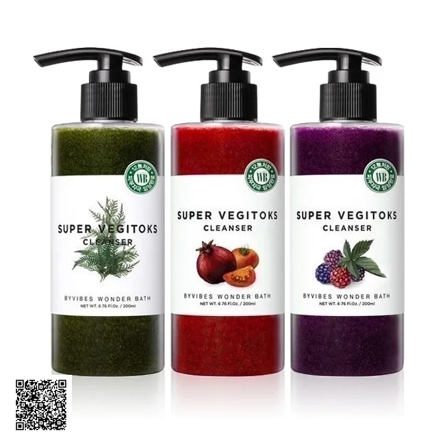 Sữa Rửa Mặt Sủi Bọt Khí 3 in 1 Byvibes Wonder Bath Super Vegitoks Cleanser 200ml