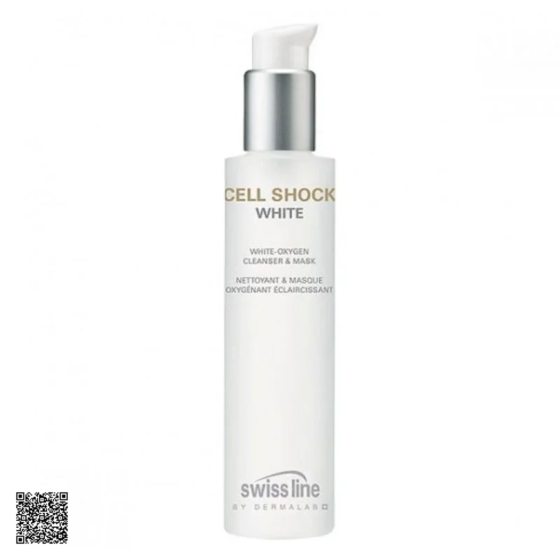 Swissline Cell Shock White White-Oxygen Cleanser - Mask - Sữa Rửa Mặt Kiêm Mặt Nạ Làm Trắng Da