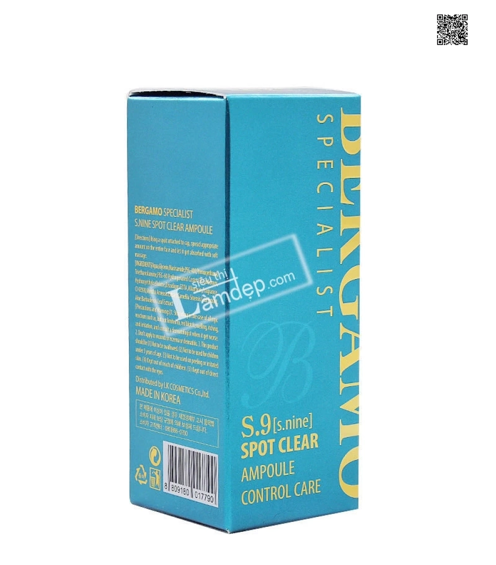 Huyết Thanh Đặc Trị Mụn Bergamo S.9 Sot Clear