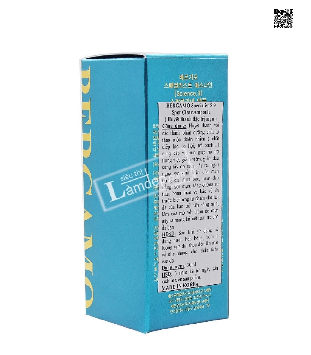 Huyết Thanh Đặc Trị Mụn Bergamo S.9 Sot Clear