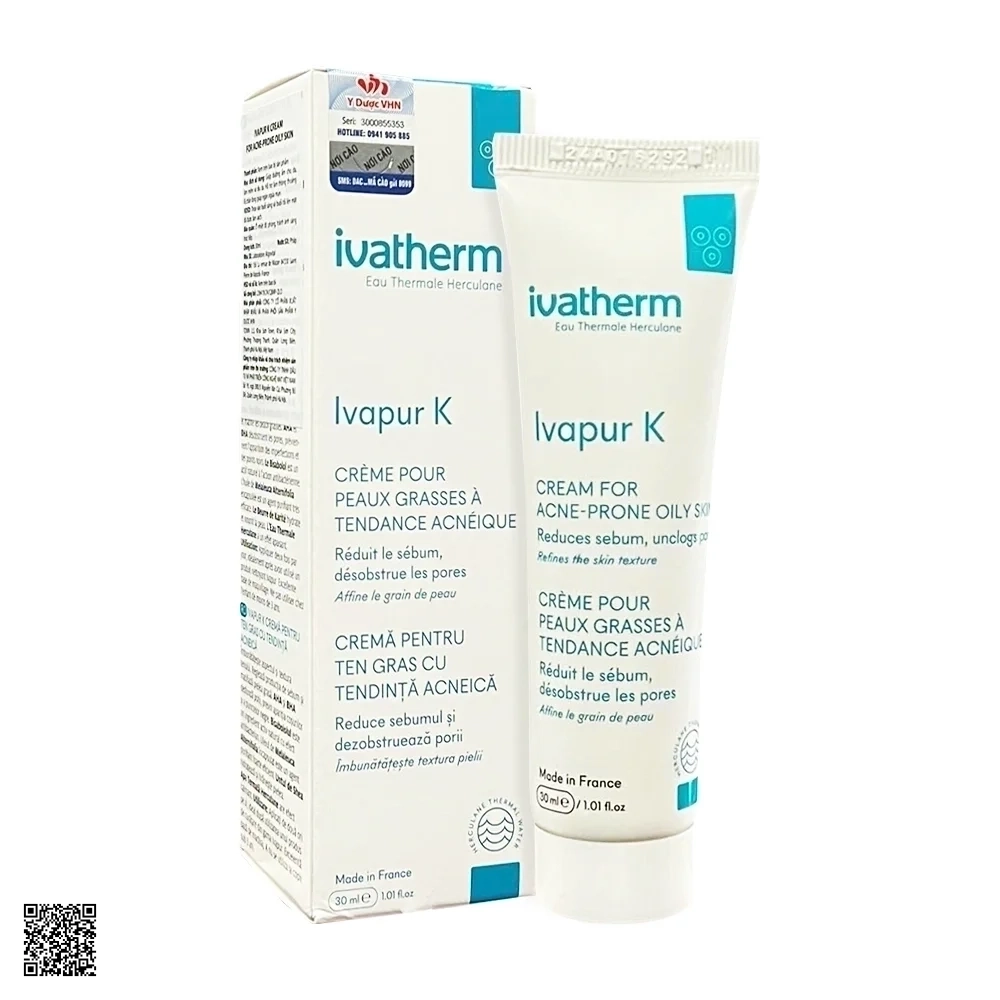 Ivatherm Ivapur K Cream - Kem Dưỡng Giảm Mụn Đầu Đen