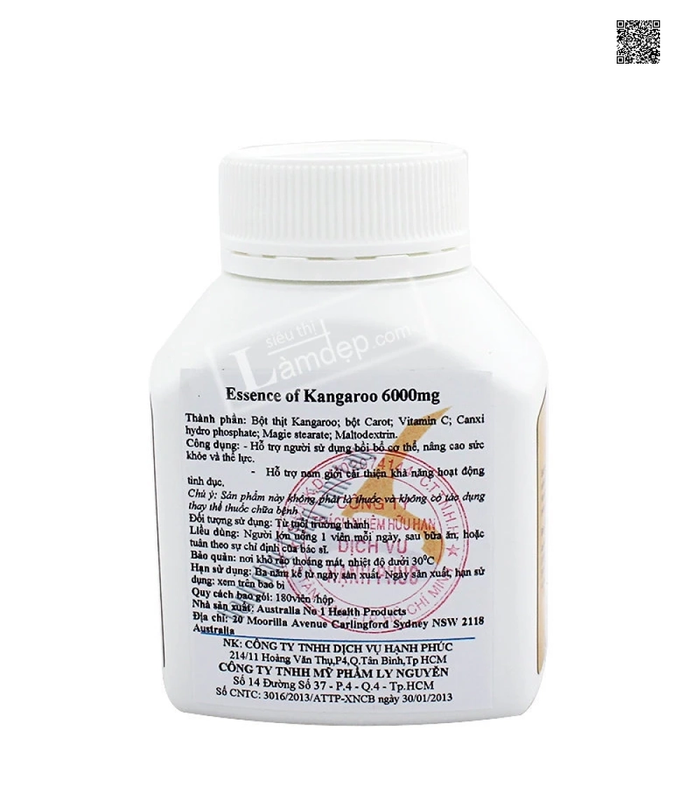 Viên Uống Tăng Cường Sinh Lý Essence Of Kangarro Auhealth (6000mg x 180 Viên)