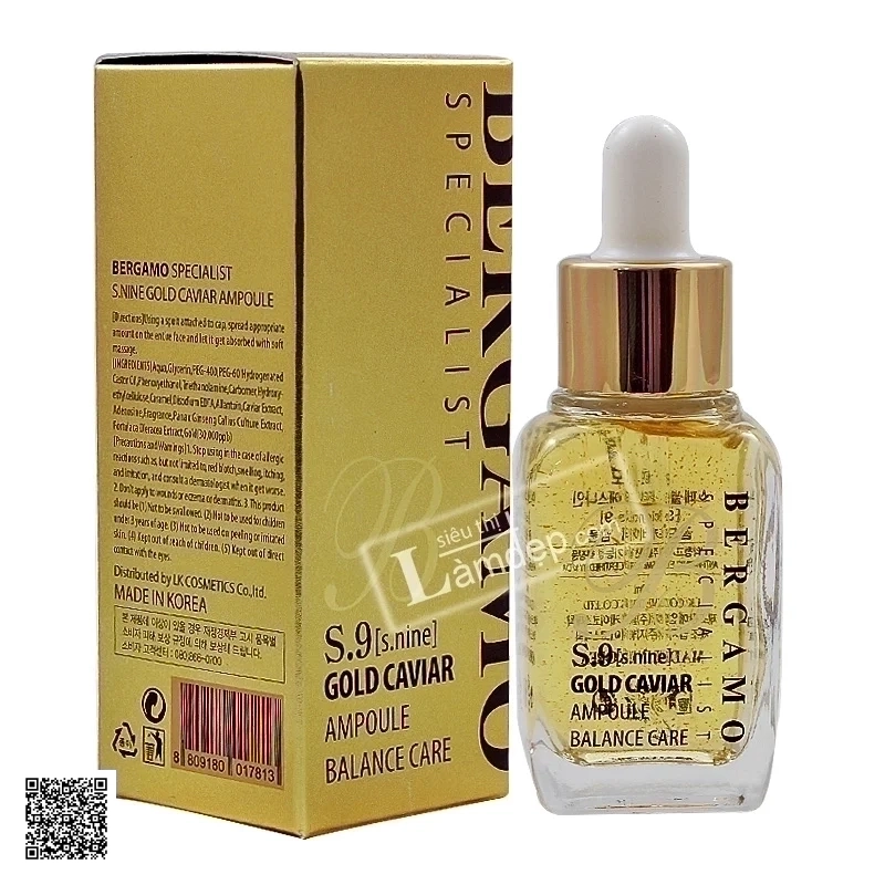 Huyết Thanh Dưỡng Trắng Và Trị Nám Da Bergamo Specialis S.9 Gold Caviar Ampoule