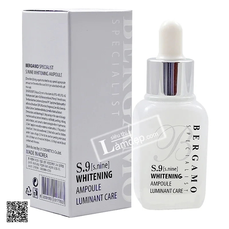 Huyết Thanh Làm Trắng Da Bergamo S.9 Whitening Ampoule