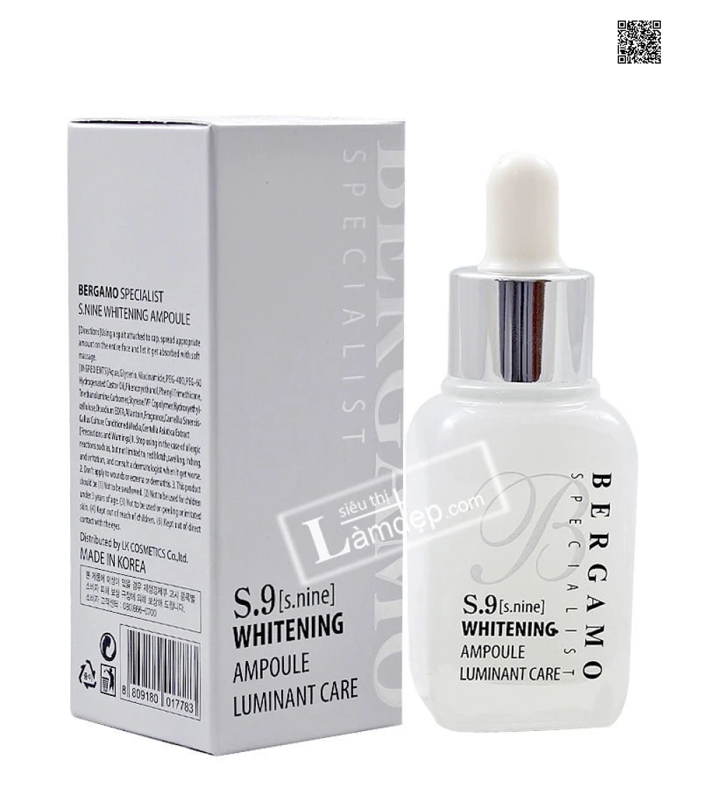 Huyết Thanh Làm Trắng Da Bergamo S.9 Whitening Ampoule