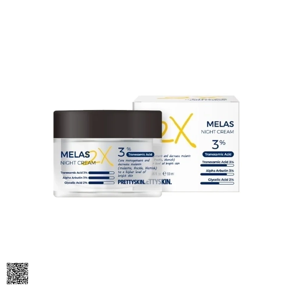 Pretty Skin Melas Night Cream 2X - Kem Dưỡng Trắng Mờ Thâm Nám Ban Đêm