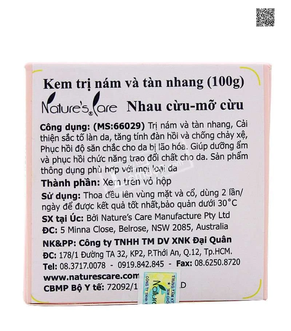 Kem Trị Nám Da Và Tàn Nhang Lanolin Cream With Placenta Leimei Nature Care