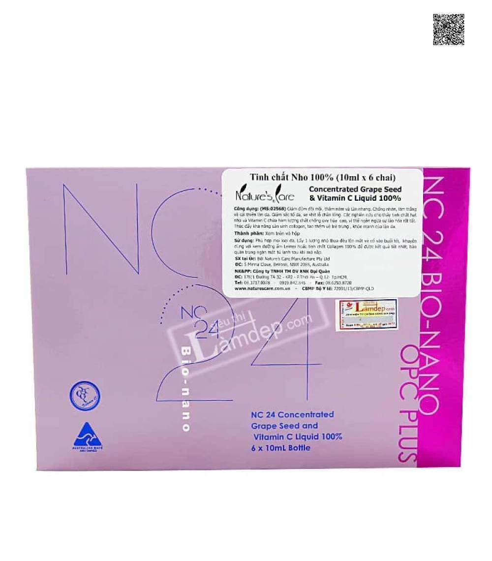 Tinh Chất Hạt Nho Và Vitamin C 100% Nature’s Care NC24 Bio-nano (6 Chai x 10ml) Tinh Chất Hạt Nho Và Vitamin C 100% Nature’s Care NC24 Bio-nano (6 Chai x 10ml)