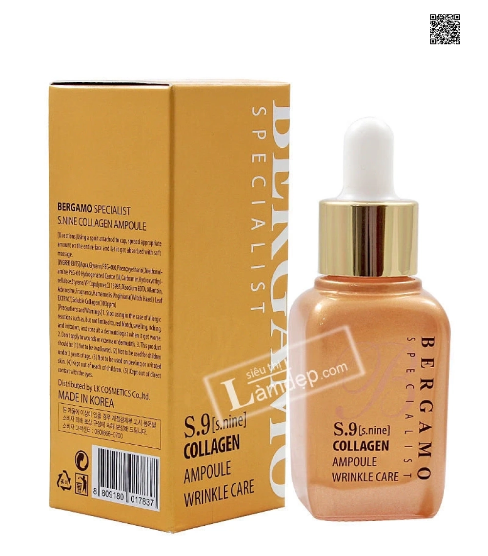 Tinh Chất Collagen Ampoulo Bergamo S9 (30ml)