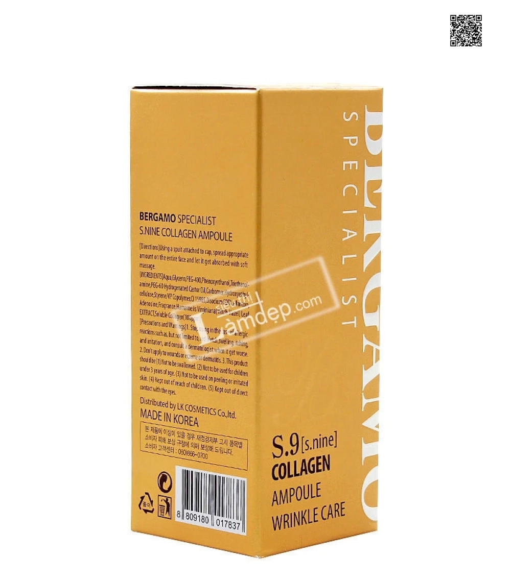 Tinh Chất Collagen Ampoulo Bergamo S9 (30ml)