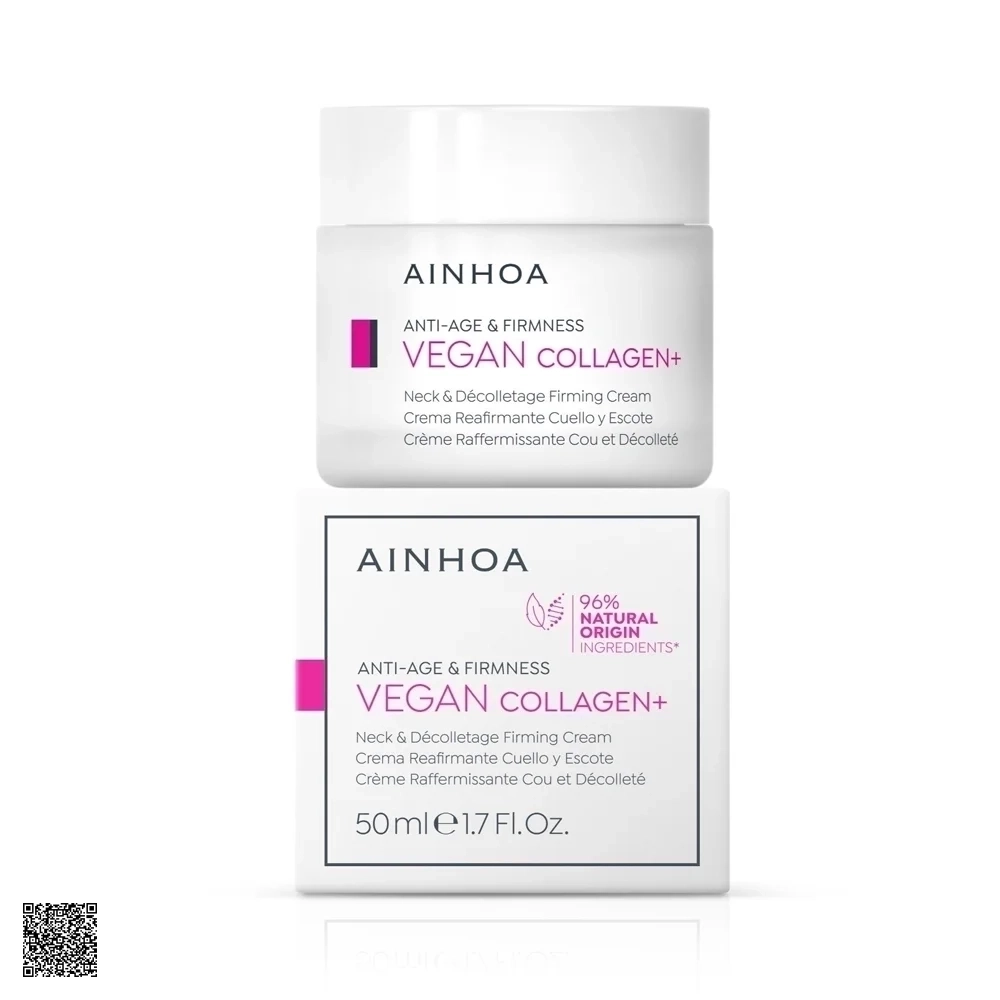 AINHOA Vegan Collagen+ Neck & Decolletage Firming Cream - Kem Làm Giảm Nếp Nhăn, Nâng Cơ Săn Chắc Vùng Ngực, Cổ