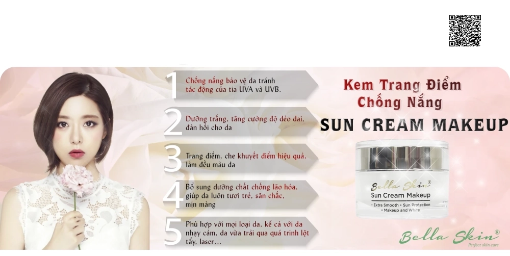 Kem Trang Điểm Chống Nắng Sun Cream Makeup với SPF 45 Bella Skin
