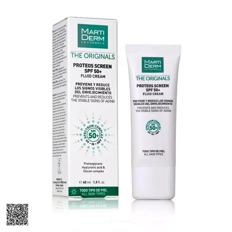 MartiDerm The Originals Proteos Screen SPF50+ Fluid Cream - Kem Chống Nắng Phổ Rộng Toàn Diện Ngừa Lão Hóa, Nám Da