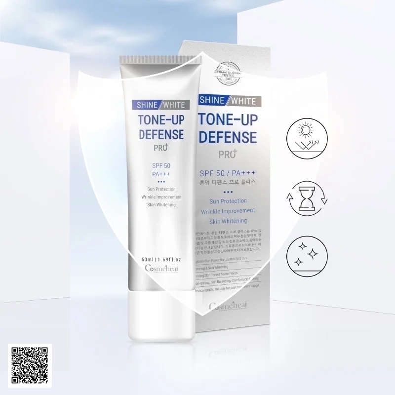 Cosmeheal Shine White Tone Up Defense Pro+ SPF50 PA+++ - Kem Chống Nắng Hàn Quốc