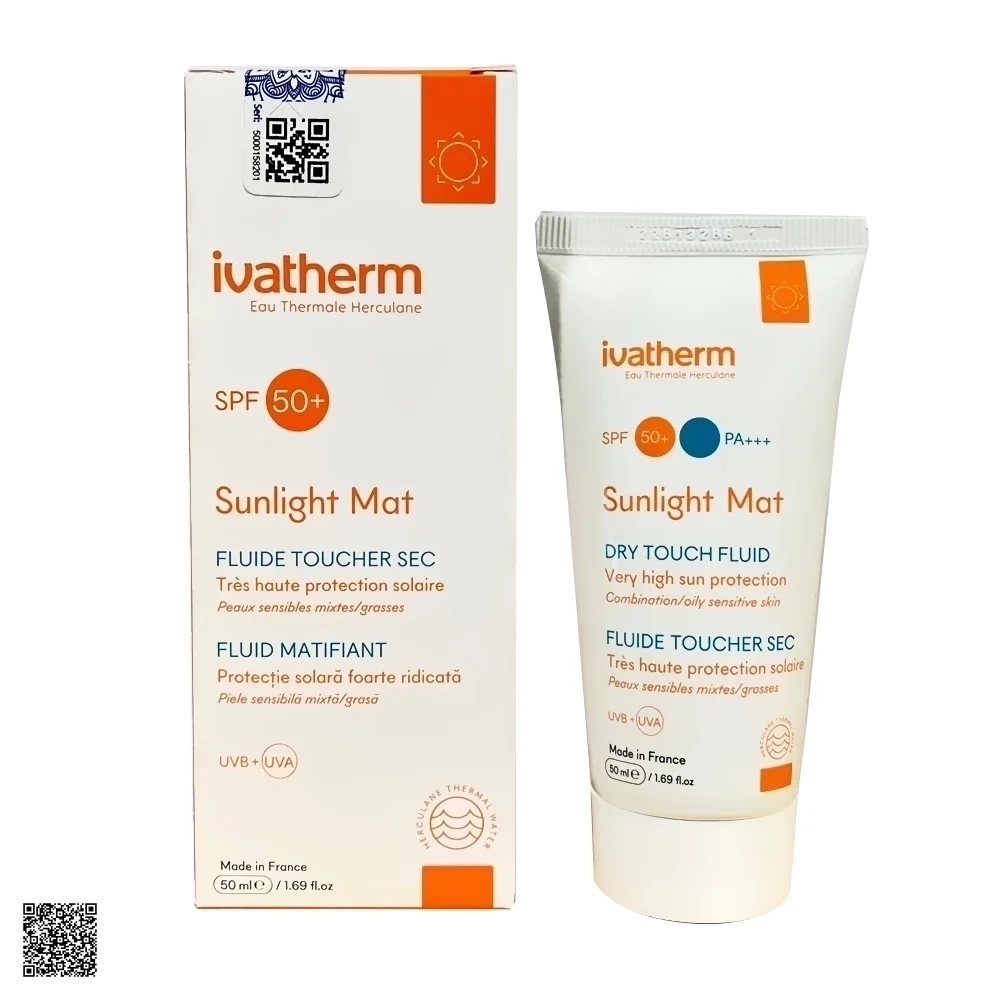 Ivatherm Sunlight Mat Fluide Toucher Sec SPF50+ - Kem Chống Nắng Cho Da Dầu Nhờn