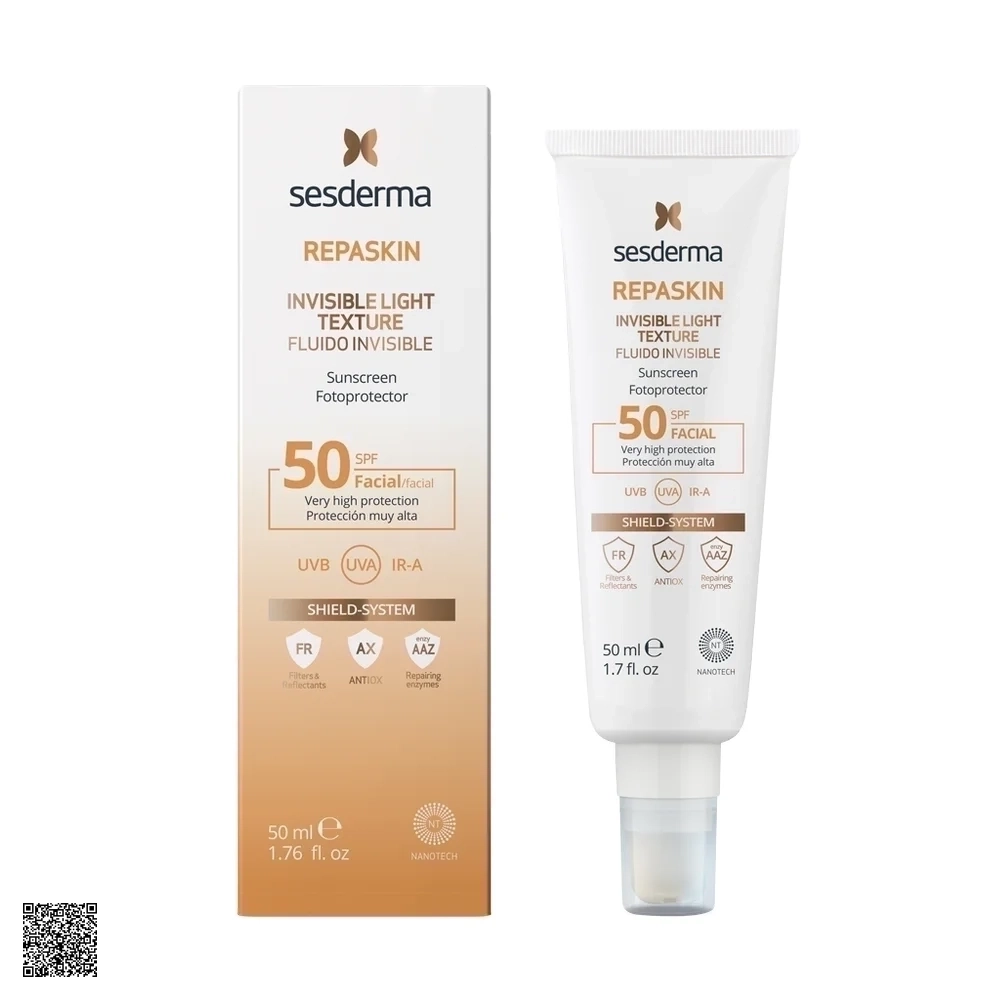 Sesderma Repaskin Invisible Light Texture Fluido Invisible SPF50 - Sữa Chống Nắng Cho Da Dầu, Hỗn Hợp