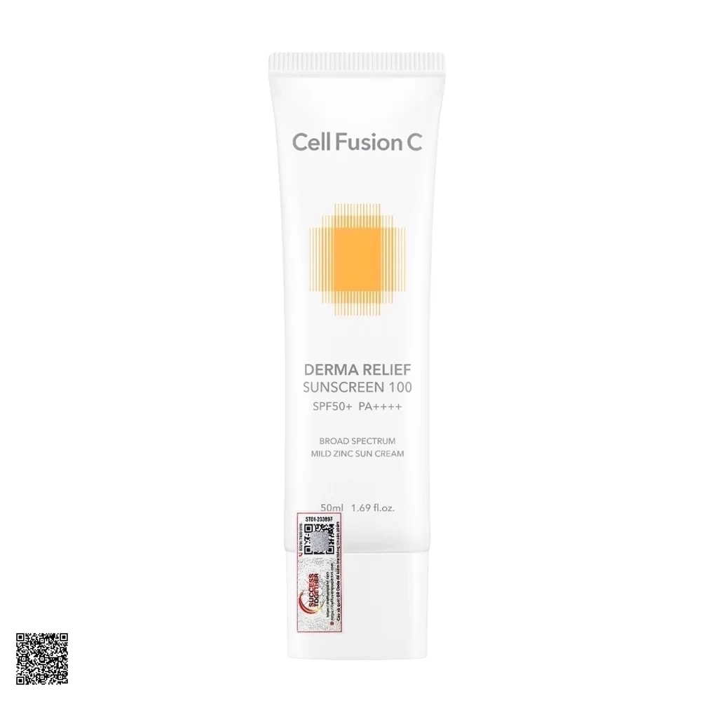 Cell Fusion C Derma Relief Sunscreen 100 SPF50+ PA++++ - Kem Chống Nắng Vật Lý Cho Mẹ Bầu & Em Bé