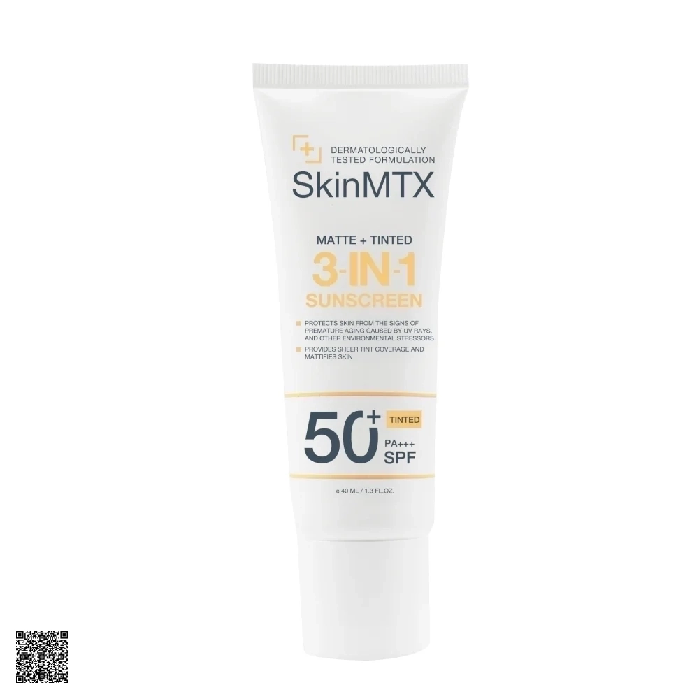 SkinMTX Matte + Tinted 3-In-1 Sunscreen SPF50+ Pa+++ - Kem Chống Nắng Vật Lý & Hóa Học, Che Phủ Tự Nhiên