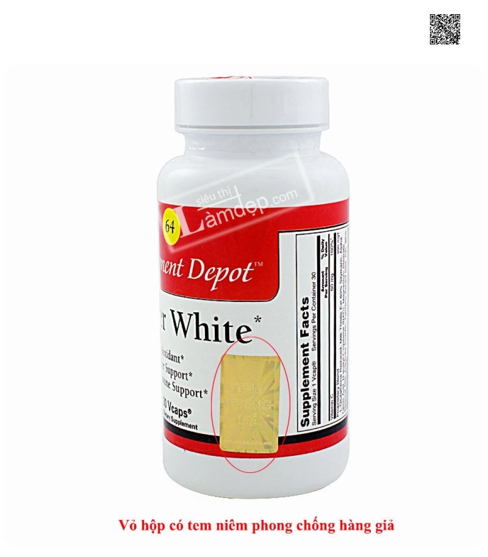 Super White No64 - Viên Uống Trắng Da Giải Độc Tố Cao Cấp USA