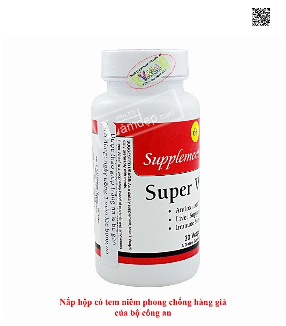 Super White No64 - Viên Uống Trắng Da Giải Độc Tố Cao Cấp USA