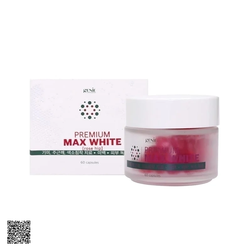Viên Uống Trắng Da Genie Premium Max White Rose Hip Màu Đỏ Từ Hàn Quốc
