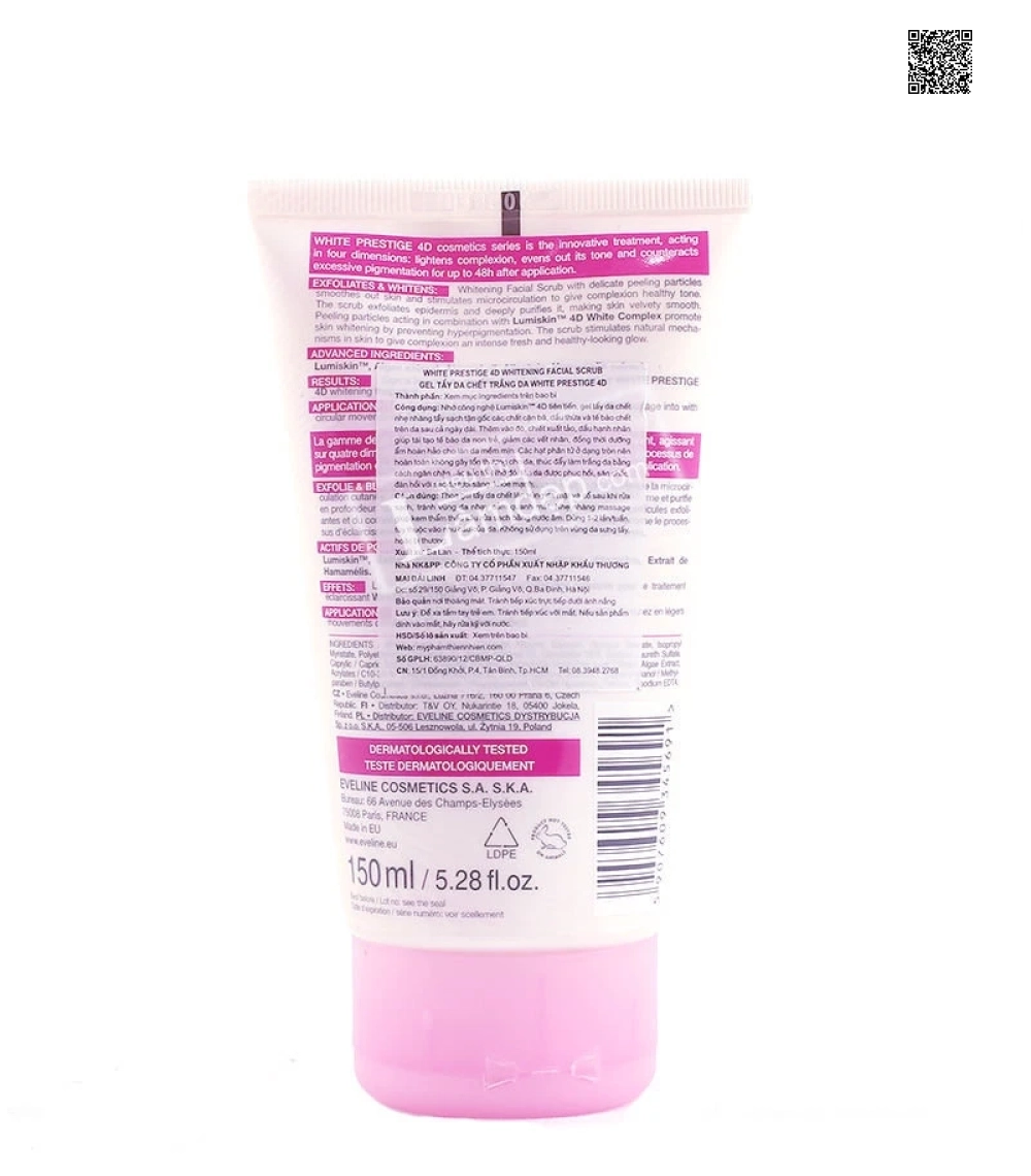 Gel Tẩy Tế Bào Chết, Làm Trắng Da Eveline White Prestige 4D
