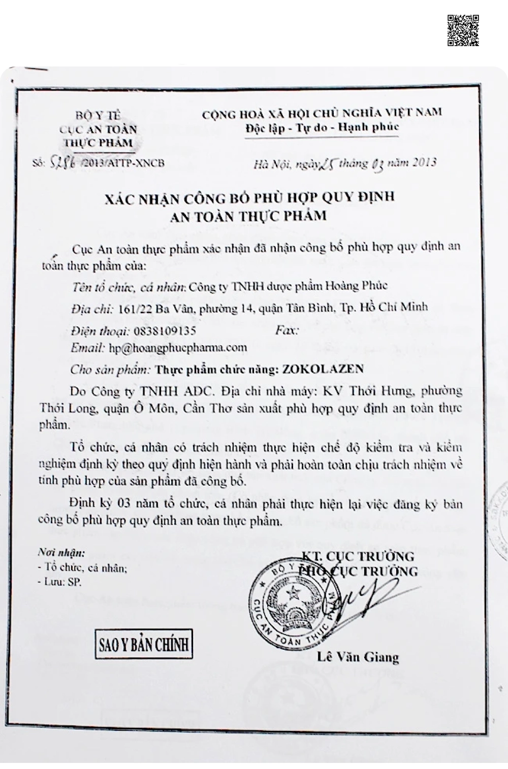 giấy chứng nhận