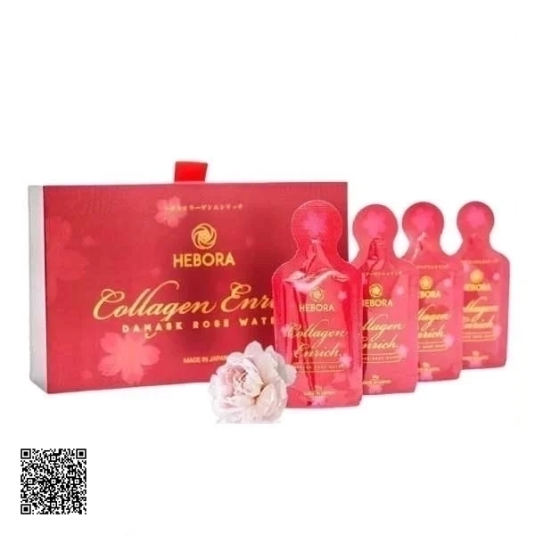 Hebora Collagen Enrich Damask Rose Water - Nước Uống Đẹp Da Thơm Cơ Thể (Dạng Túi Uống)