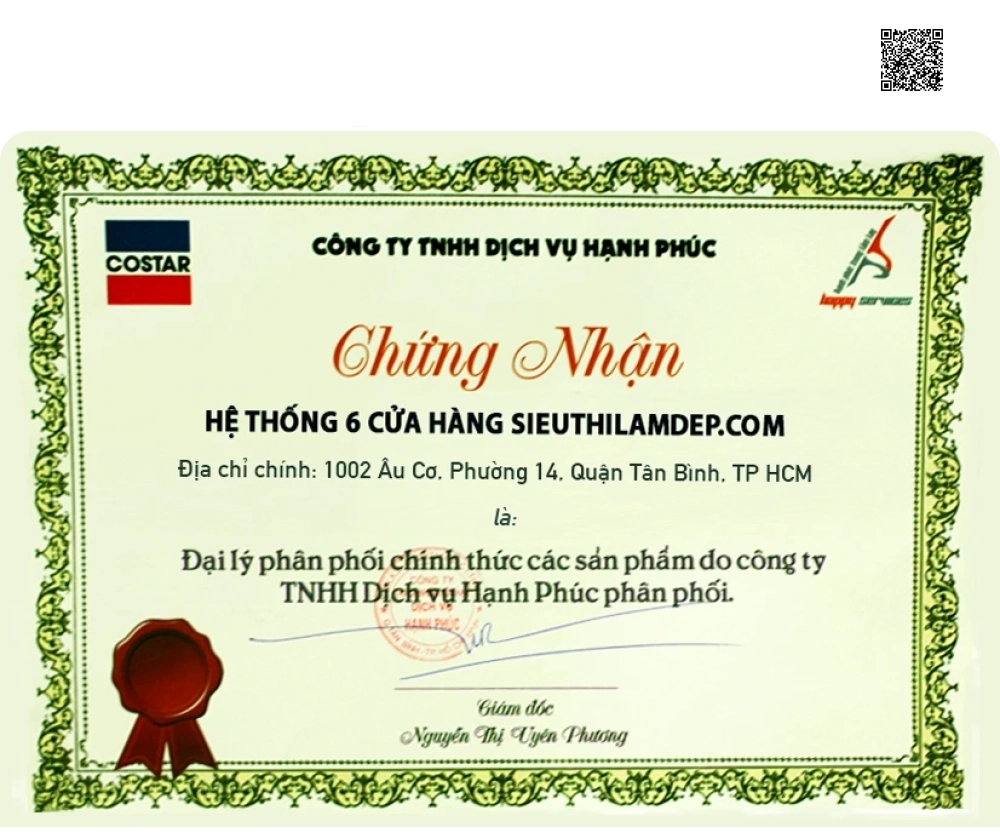 giấy chứng nhận đại lý phân phối chính thức