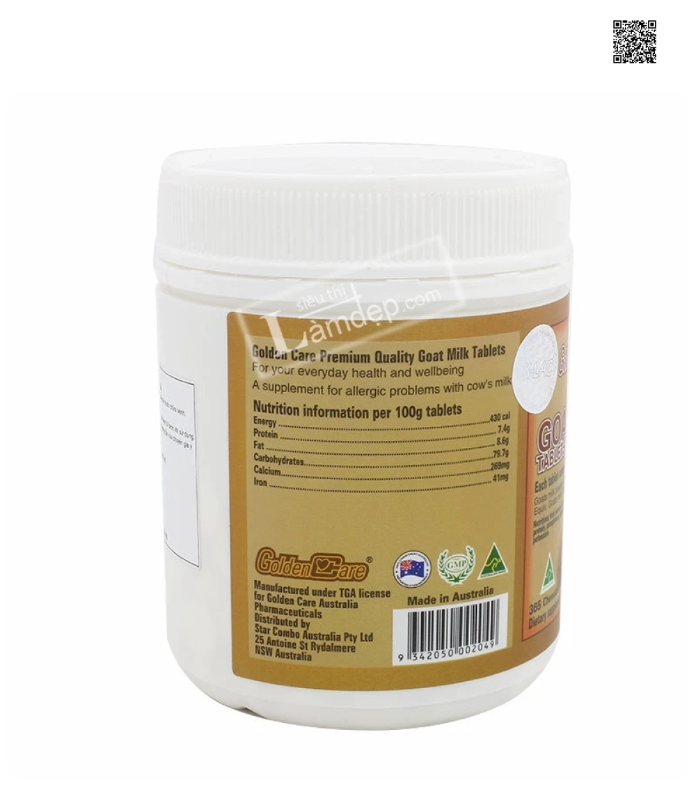 Golden Care Goat Milk 725mg x 365 viên Golden Care Goat Milk 725mg x 365 viên